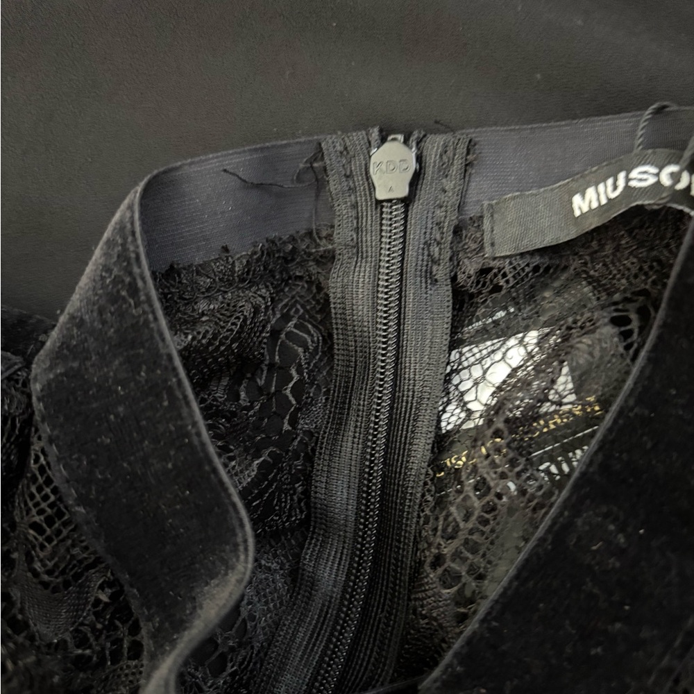 Miusol Dress Women’s Medium Black Lace/Suede Top Lined Maxi Evening Formal New - Picture 5 of 12